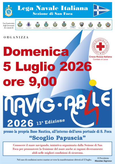 13° Edizione di NAVIG-ABILE 2026 Una escursione al mare per ragazzi...