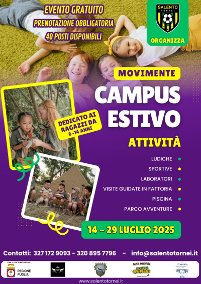 Campus estivo MoviMente dedicato ai ragazzi di Martignano dai 6 a...