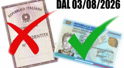 Carta di identit&agrave; formato cartaceo. Fine validit&agrave;: 3 agosto 2026.